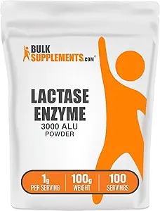 BulkSupplements.com Lactase Enzyme (3000 ALU) Poeder - Lactase Enzyme Supplement, Digestieve Ondersteuning - Glutenvrij, 1g per portie, 100g (3,5 oz) (verpakking van 1)