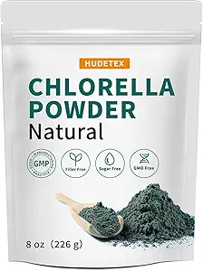 Chlorella Powder Natural met 16 oz - Chlorofyl Poeder, Ondersteunt Immuun Systeem en Lever Functie, Houd Jeugd, Vegan, Rich in Vegan Proteïne en Vitaminen.