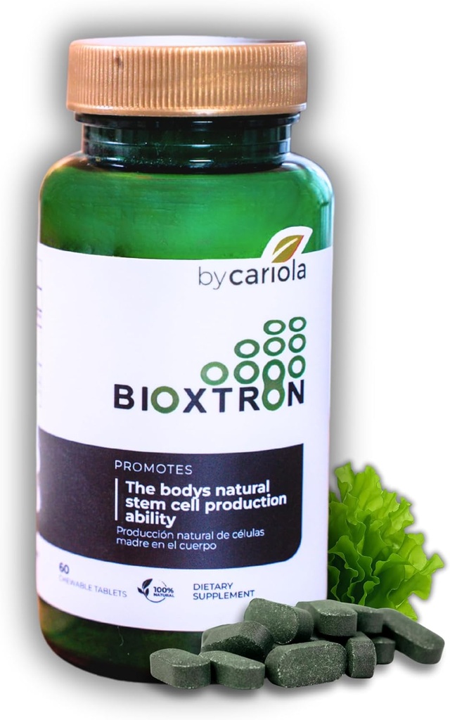 Bioxtron Natural Stam Cell Supplement Kauwtabletten - Spirulina, Chlorella, AFA - Ondersteunt Energie, Gezamenlijke, Spier, Immuun Gezondheid - Stem Cell Regenerator - 60 Tablets (30 Servers)