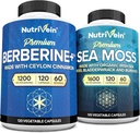 Nutrivein Premium Irish Sea Moss Capsules & Berberine Supplement Bundle: High Absorptie Sea Moss & Berberine Supplements Bundle for Digestie, Metabolisme, & Vitality