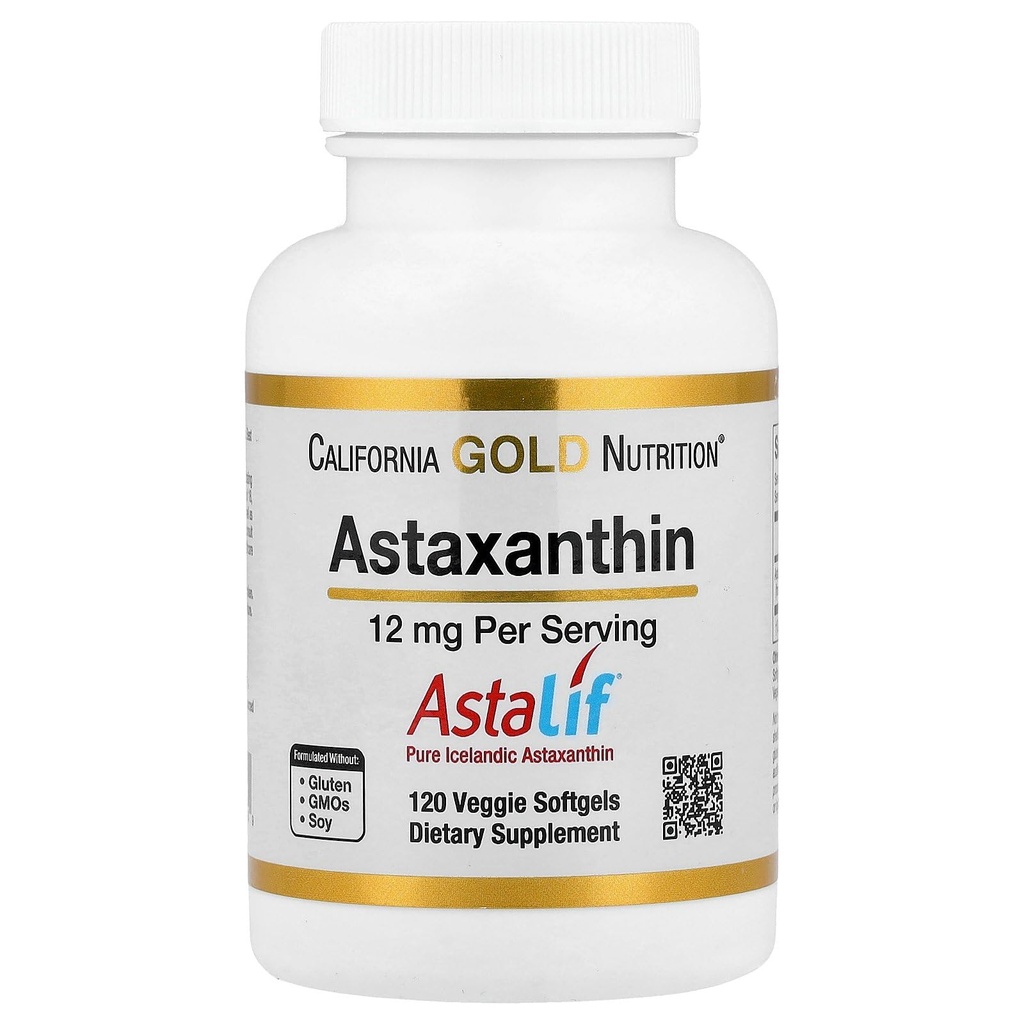 California Gold Nutrition Astaxanthine, Antioxidant Carotenoid, AstaLif Pure Ijslands Biologisch Actief 99% Isomeer, 12 mg, 120 Veggie Softgels