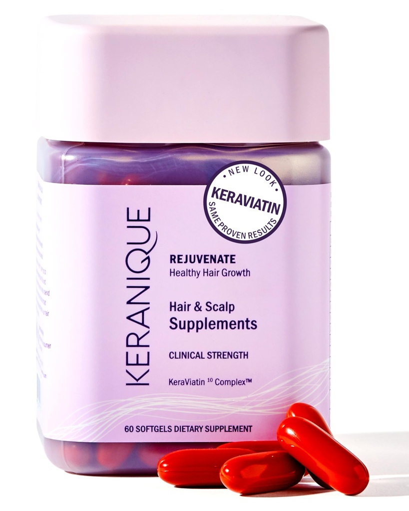 Keranique KeraViatin Hair & Scalp Health Supplement, klinische kracht, biotine, vitamine B, 120 Softgels-60 Tellen (pakket van 2)