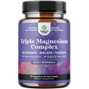 Triple Magnesium Complex Supplement Elemental - Hoge Absorptie Magnesium Tauraat en Glycinate Plus Malate Blend voor Slaap Spier Bot Mood en meer - Niet GGO Vegan 90CT
