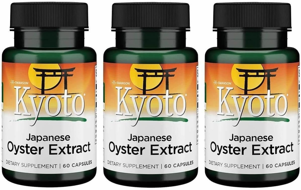 Swanson Kyoto Japanse Oyster Extract - Natural Supplement Promoting Drive & Wellness for Men & Women - (500 Milligrammen 60 Capsules) (3 Pack)