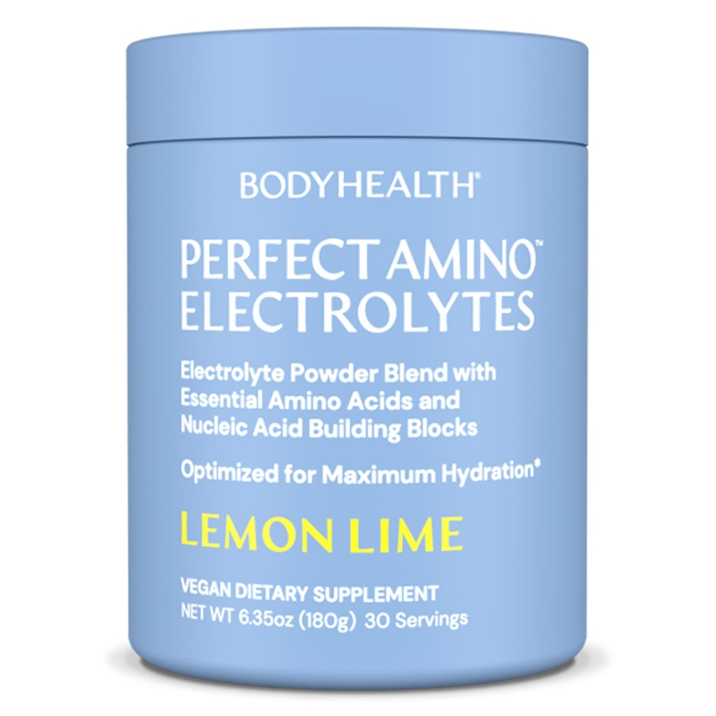 BodyHealth PerfectAmino Electrolyte Poeder Geen Suiker, Hydratatie Vasten Keto Zero Sugar Electrolytes Drink Mix met Trace Minerals - Lemon Lime - 30 porties