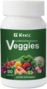 Veggies -Whole Food Supplement met Super-Food Groenten voor vrouwen, mannen en kinderen-90 Veggie Capsules met hoge vitaminen en mineralen. (Veggies 1-verpakking)