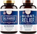 WINDSOR BOTANICS Bloat Relief en Lactobacillus Salivarius Probiotic Capsules - Orale en IBS-ondersteuningsbundel
