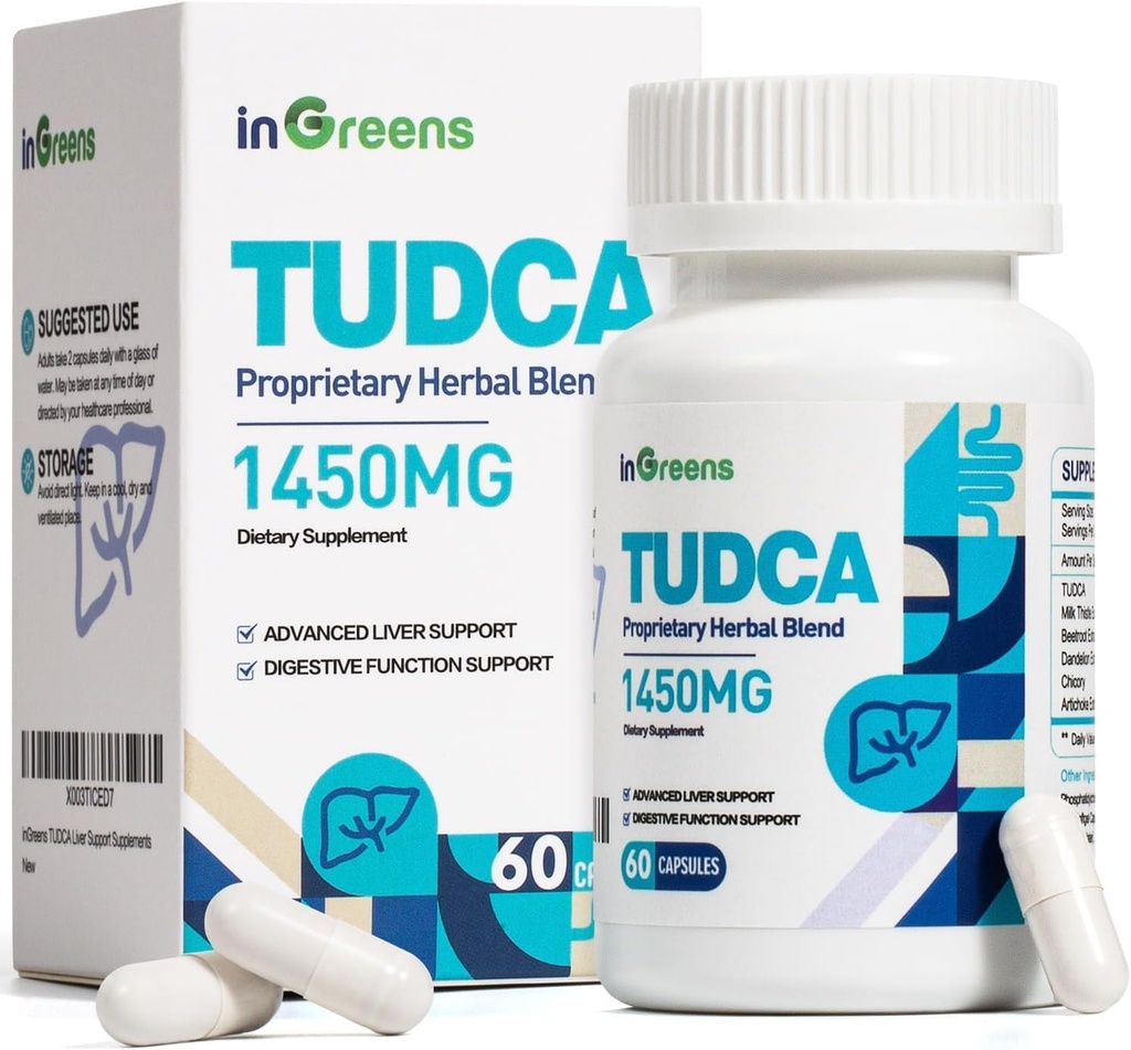 1450MG TUDCA Lever Supplement, Bile Zouten Lever Ondersteuning Supplement Complex, Lever Gezondheid voor lever Nier Reiniging Detox en Reparatie, 60 Capsules