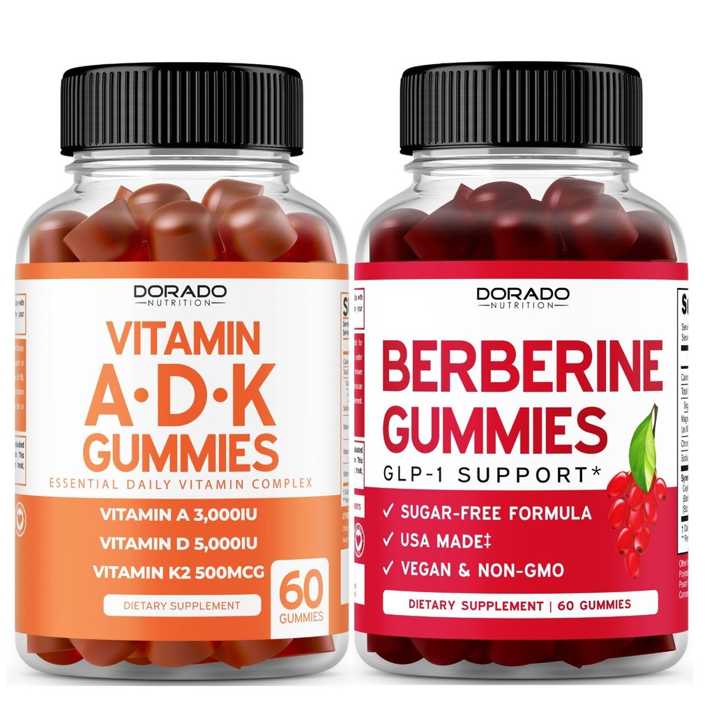 ADK Gummies Vitamin D3 K2 (60 Gummies) Suikervrij Vitamine D3 K2 - Supplement met D & K - 10 Vegan Supplement - Berberine Gummies with Ceylon Cinnamon for Adult - Niet GGO & Made in USA