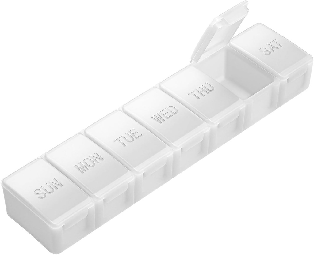Extra grote pil Organisator Weekly, KAPENS dagelijkse pil Case Box grote capaciteit compartementen, 7 dagen pil containers voor medicijnen supplementen vitamine visolie, wit