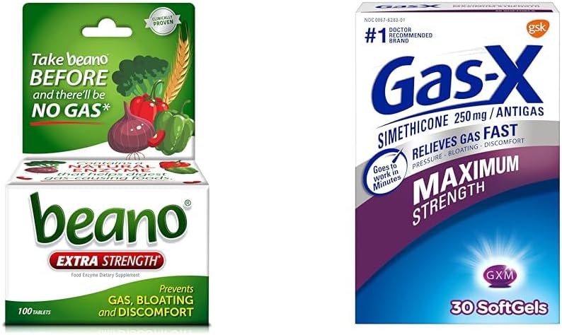 Beano Ultra 800 Tellen en Gas-X Maximale sterkte 250mg Simethicone 30 Tel Gas Relief