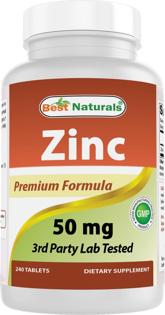 Best Naturals Zink Supplement als Zink Gluconaat 50mg 240 tabletten - Immuun Ondersteuning