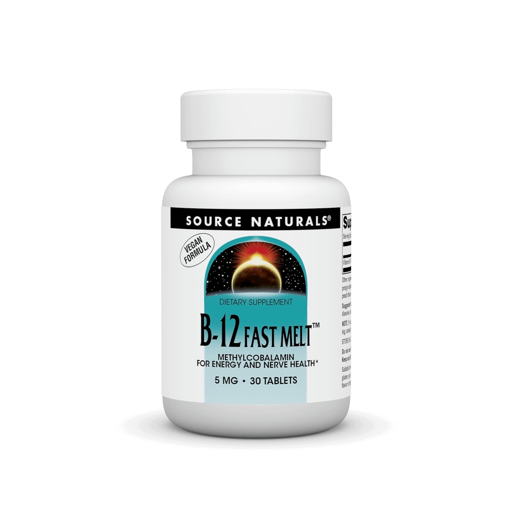 Bron Naturals Vitamine B-12, ondersteunt energieproductie* 5 mg - 30 Fast Melt Vegan Formula