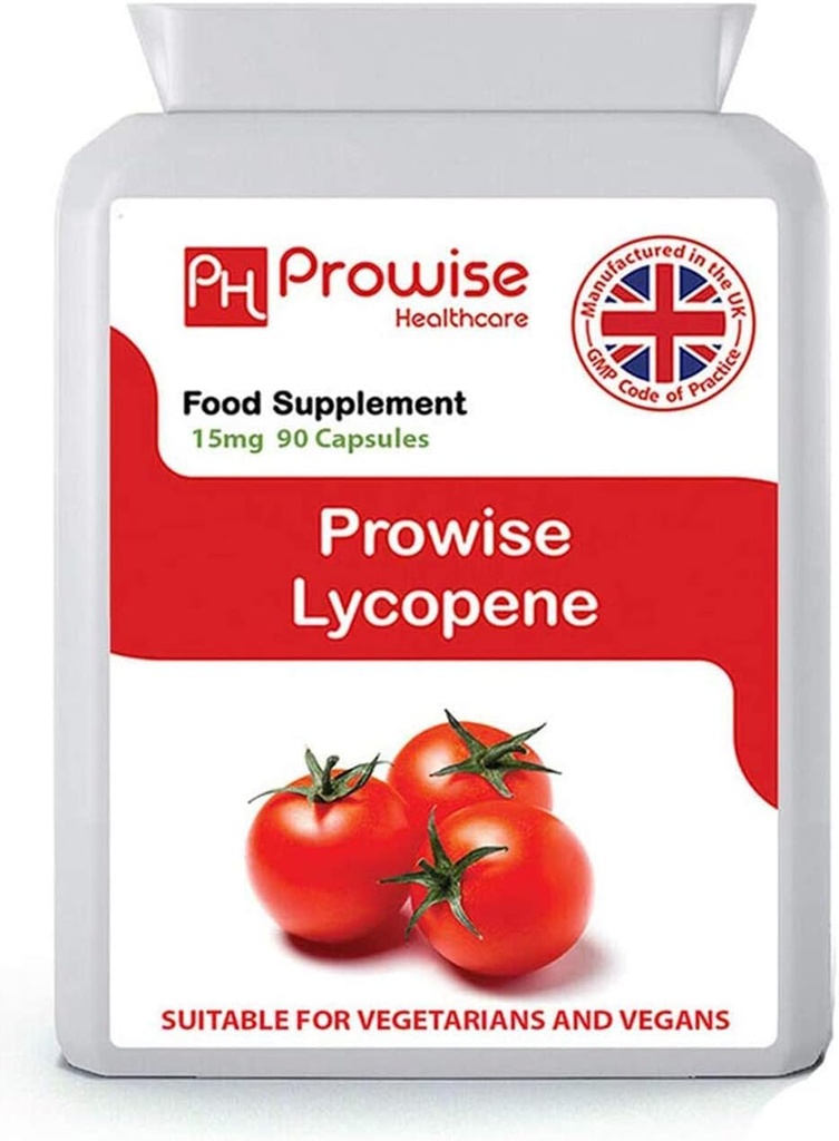 Lycopeen 10% Beadlet 15mg 90 Capsules - UK Vervaardigd GMP Normen door Prowise Healthcare - Geschikt voor vegetariërs en veganisten