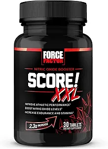 Force FACTOR Score! XXL Nitric Oxide Booster Supplement voor mannen met L-Citrulline, geile geitenkruid, zwarte Maca, & Tribulus Terrestris om uithoudingsvermogen, energie en fysieke prestaties te verhogen, 30 tabletten