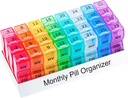 Monthly Pill Organizer 2 Times a Day, one Month Pill Box AM PM, 30 Day Pill Case Small Compartments to Hold Vitamin and Travel Medicine Organizer, 31 Day Pill Organizer, 4 Week Pill Cases