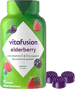 Vitafusie Vlierbessen Gummy Vitaminen, 90ct Vlierbessen Gummy Vitaminen, Kauwtabletten, 90 Tellen