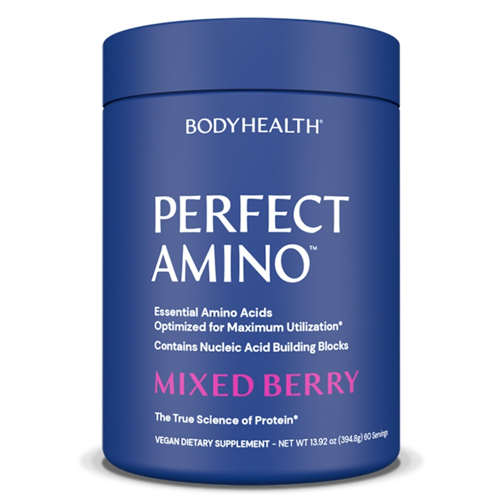 BodyHealth PerfectAmino Powder - BCAA en EAA Powder for Pre and Post Workout - Amino Acid Energy Drink voor mannen en vrouwen ter ondersteuning van spiermassa en herstel - gemengde Berry - 60 Servers