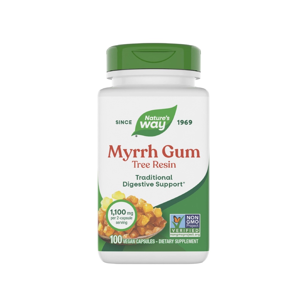 Nature's Way Myrrh Gum Tree Resin, Traditional Digestief Ondersteuning*, 1100mg Per Serving, 100 Capsules (Verpakking mei Vary)