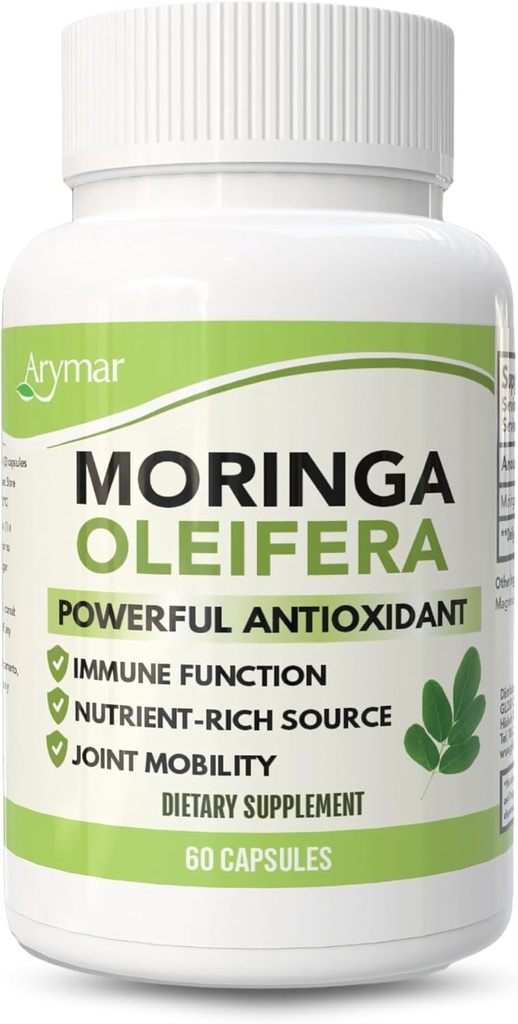 Arymar Moringa Oleifera 630mg - 60 Capsules - Antioxidant-Rich Supplement voor algemene wellness