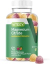 VITEEY Magnesium Gummies voor volwassenen - 255mg Magnesium Citrate Gummy voor rust, slaap, nerve en spierfunctie ondersteuning - veganist, glutenvrij - 90 Tel.