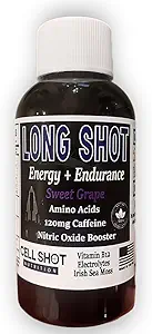 Sweet Grape Long Shot - 4 Pack - Nitric Oxide Booster, Cafeïne, Nootropics, Elektrolyten, Aminozuren - Natuurlijke duurzaamheid en prestatieverbetering