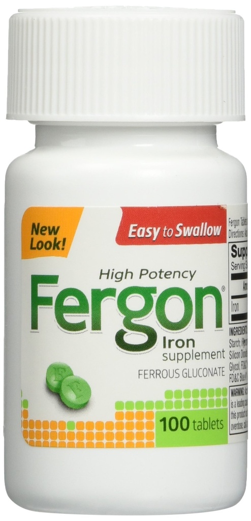 Fergon High Potency Iron Supplement Tablets, 100 Tellen