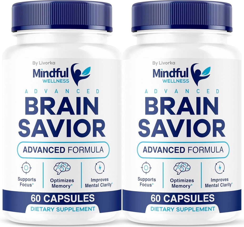 (2 Pack) Mindful Wellness Advanced Brain Savior Capsules, Officiële Mindful Wellness Supplement Pillen, Mindful Wellness Support Capsules Premium Formula - Alle natuurlijke pillen, 120 capsules voor 2 maanden