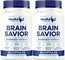 (2 Pack) Mindful Wellness Advanced Brain Savior Capsules, Officiële Mindful Wellness Supplement Pillen, Mindful Wellness Support Capsules Premium Formula - Alle natuurlijke pillen, 120 capsules voor 2 maanden
