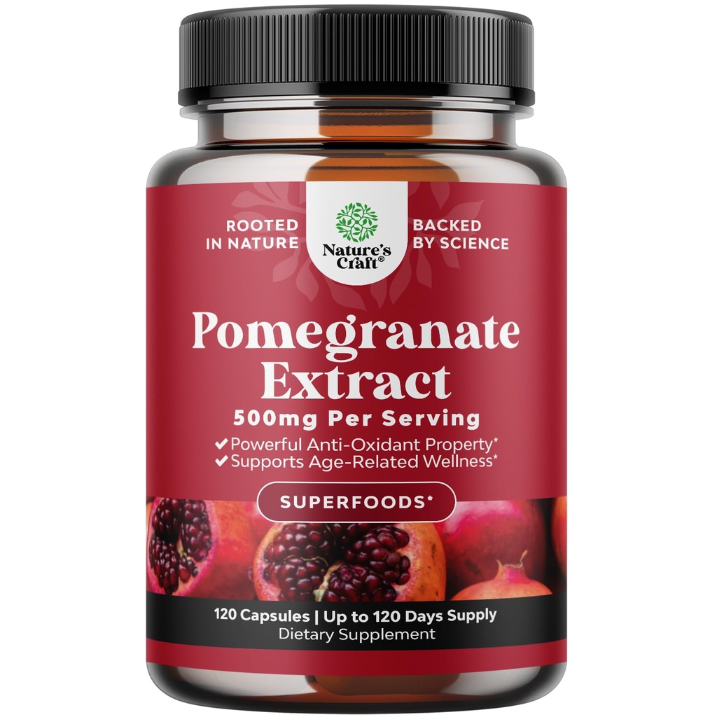 Geavanceerde Antioxidant Superfood Granaatappel Supplement - Natuurlijke Granaatappel Extract Polyfenolen Supplement voor de gezondheid van het hart en de gezamenlijke ondersteuning - Reds Superfood Poeder Capsules voor mannen en vrouwen 120ct