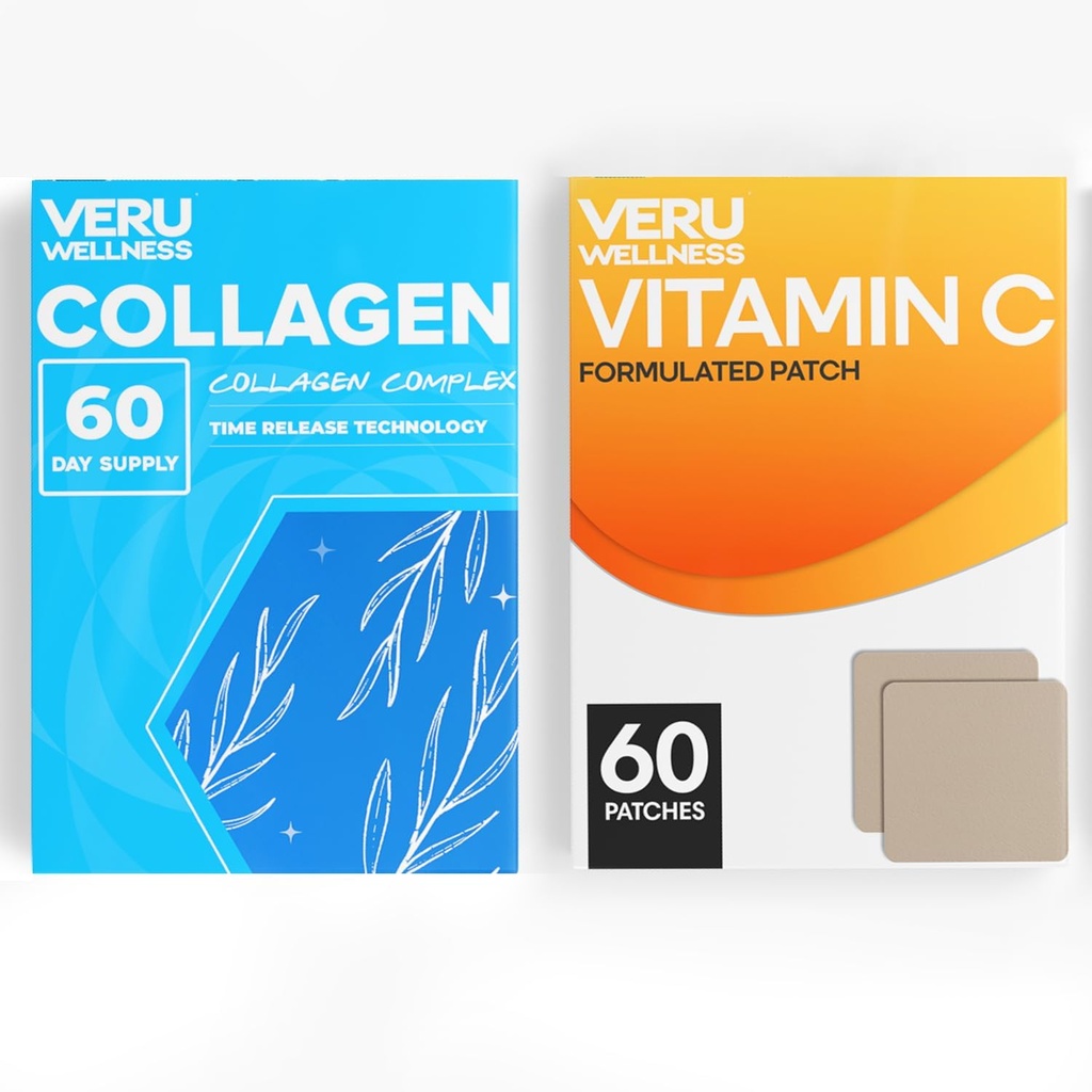 Veru Wellness Anti Aging Duo Lifestyle Patches Collagen C - Zelfklevende tijd Release Topische Patch, 8-10 uur (60 dagen levering)