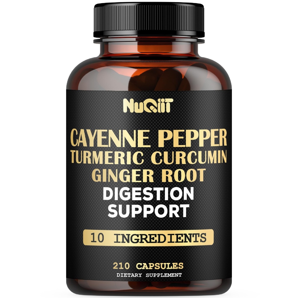 Cayenne Pepper Supplement met Kurkuma Curcumin Root, Ginger Root, Ceylon Cinnamon Bark & More - Immune System, Joint Health & Digestief Health Support - 210 Capsules
