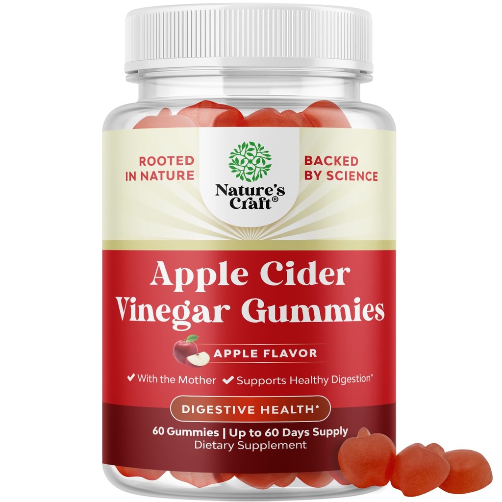 Apple Cider Vinegar Gummies for Weight Loss - Cleanse & Detox Gummies for Gut Health, Bloating & Energy Support - ACV Kauwt met B12 Vitamine, B6 & Granaatappel voor beter metabolisme - 60 Tel.