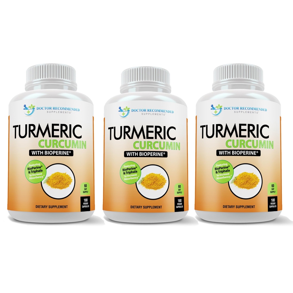 Kurkuma Curcumin Supplement - 2250mg/d - Veggie Caps - 95% Curcuminoïden met Black Pepper Extract (Bioperine) - 750mg Capsules - 100% Organisch - Meest Krachtig Kurkuma (Pack of 3)