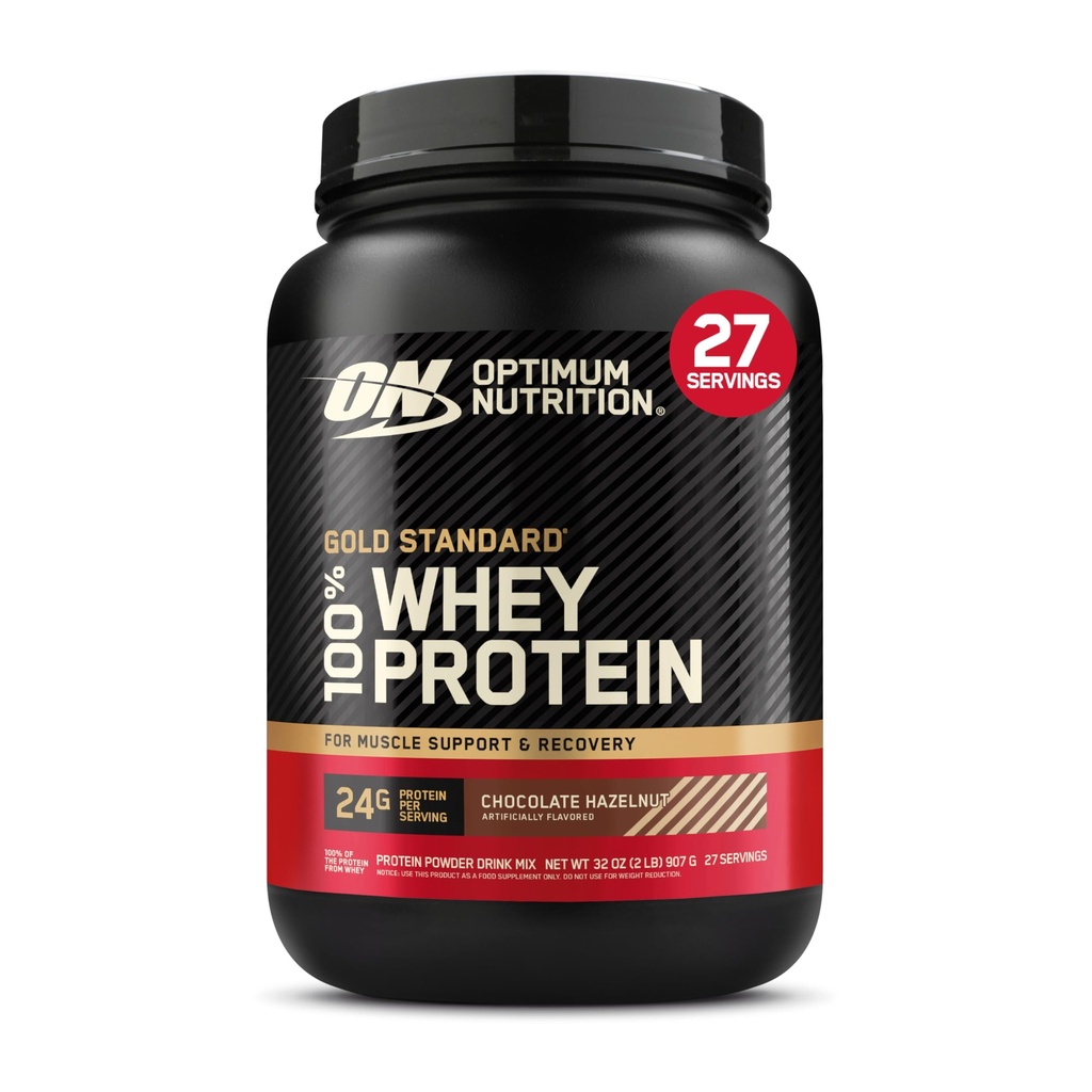 Optimale voeding Gold Standaard 100% Wei Proteïne Poeder, Chocolade Hazelnoot, 2 Pond (Verpakking mei Vary)
