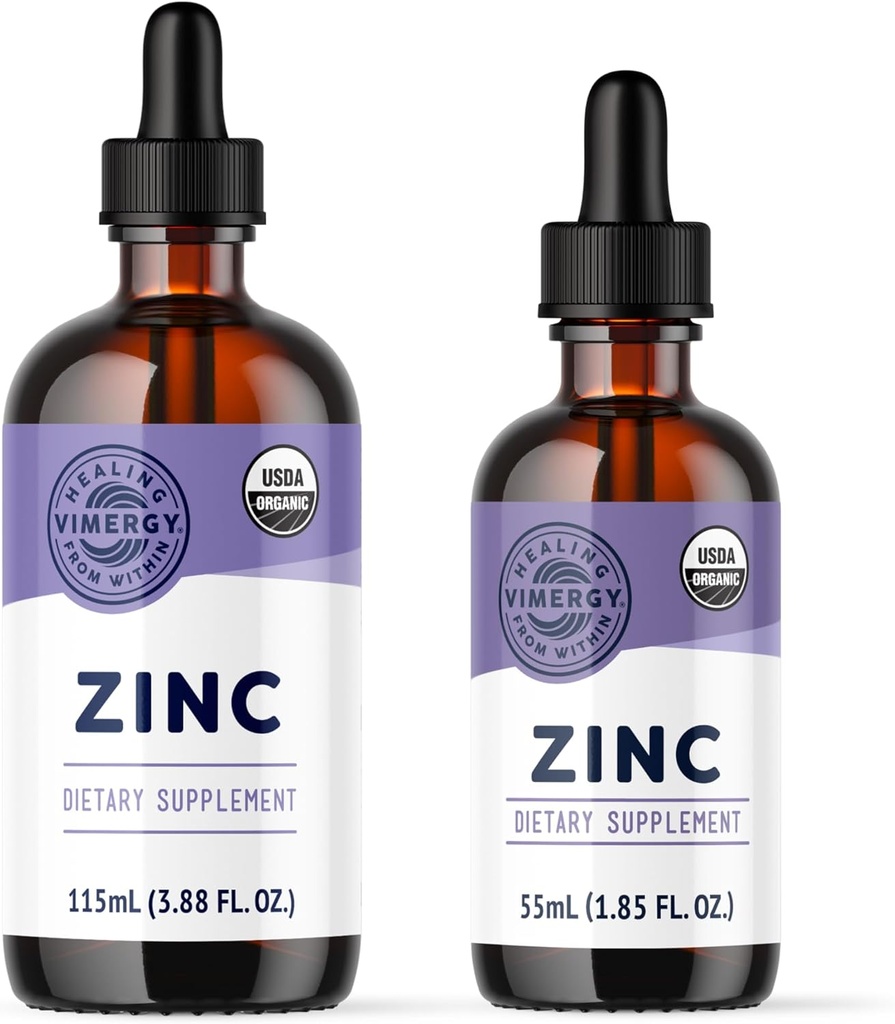 Vimergy USDA Organic Zink (115ml) en (55ml) Bundel