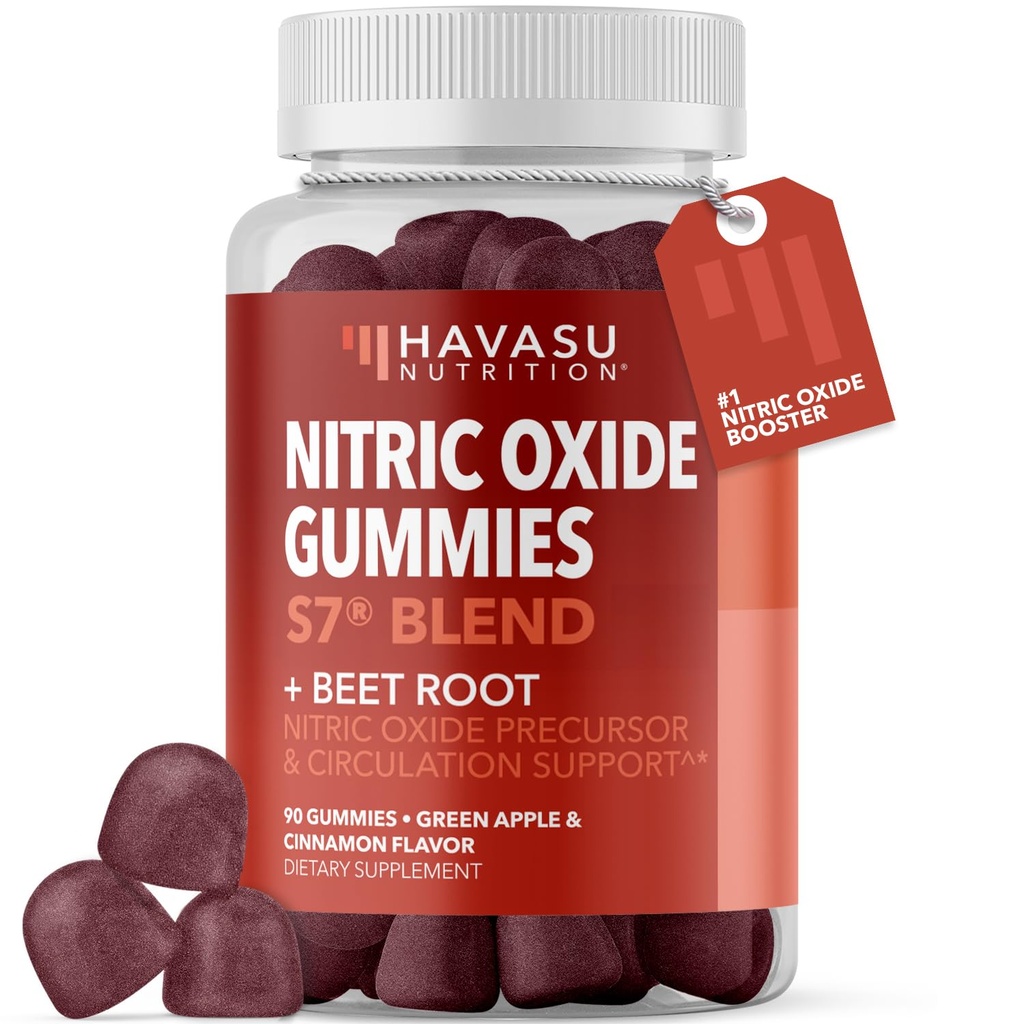 Stikstofoxide Gummies voor mannen en vrouwen met L-Arginine en Beetwortel - NO Gummy's for Endurance and Recovery - 90 Telling - Green Apple and Cinnamon Flavor - Vegan, Non-GMO, 1 maand levering
