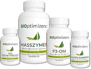 BiOptimizers - Essential Digestive Enzymes Bundle - P3-OM - Gluten Guardian - MassZymes - HCL Doorbraak - Doctor-Formulated (550 Capsules)