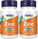 NOW Foods Supplementen, Zink (Zinc Gluconaat) 50 mg, Ondersteunt Enzyme Functies*, Immuun Ondersteuning*, 100 Tablets (Pack of 2)