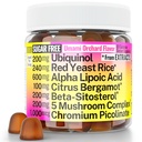 Rode Gist Rijst Alpha Lipoïnezuur Ubichinol CoQ10 Citrus Bergamot Beta-Sitosterol Chromium Picolinaat Suiker-Minder Gummies w Lion's Mane Turkije Tail Reishi Cordyceps Chaga, Pillen Capsules Supplement Alt