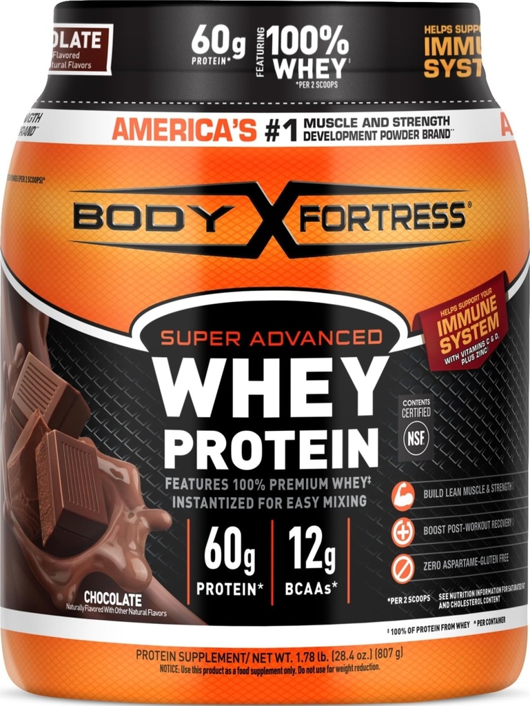 Body Fortress 100% Wei, Premium Proteïne Poeder, Chocolade, 1.78lbs