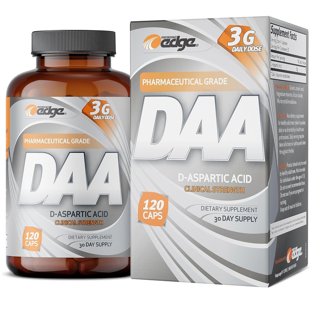 Performance Edge DAA D-Aspartic Acid 3g Dagelijkse dosis 30 dagen Levering, 120 capsules