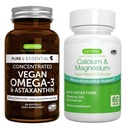 Vegan Omega-3 + Calcium & Magnesium Complex Vegan Bundle, Sustainable EPA & DHA Algenolie 1340mg + 2:1 Plant Based Algene Mineral Complex, door Igennus