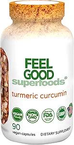 FeelGood Superfoods 1000mg Kurkuma Curcumine Capsules, versterkt met 95% Curcumine Extract en Black Pepper Extract, 90 Tellen