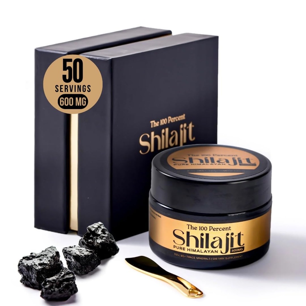 Pure Himalaya Shilajit voor mannen & vrouwen 600mg, 50 porties - goud kwaliteit, Lab Test inbegrepen, Maximale Potentie Fulvinezuur met 85+ Trace Minerals Afgeleid van de hoogste hoogte