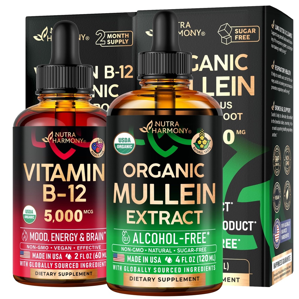 NUTRAHHARMONISATIE Biologische Mulleïnedruppels en vitamine B12 druppels