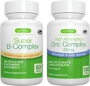 Super B-complex + zinkcomplex Vegan Bundle, methylated Sustained Release B Complex + 25mg gecheleerd zink Picolinaat & bisglycinaat met koper, door Igennus