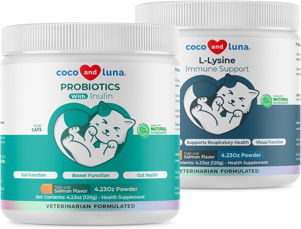Lysine + Probiotica & Prebiotica voor katten - Immune Support, Oogfunctie, Bowel Function & Gut Health.