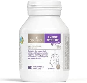 2 Set Bio Island Lysine Stap omhoog voor de jeugd 60 Kauwtabletten (Australië Import)