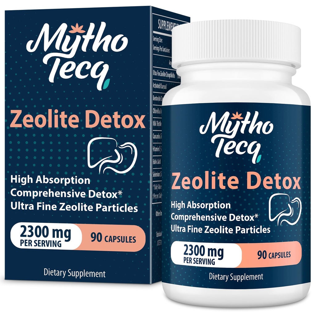 2300 MG Zeoliet Detox Capsules - Actieve Charcoal & Bentonite Clay, Zeer Absorbeerbare Volledige Lichaam, Lever & Gut Cleanse, Zeoliet Clinoptiloliet(90 Capsules)